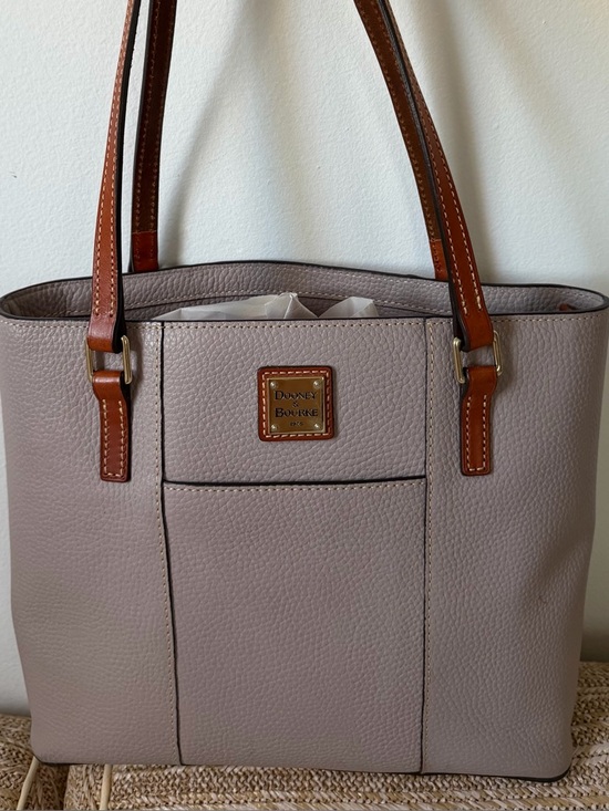 Dooney & Bourke Handbags - Dooney & Bourke Pebble Grain Leather Lexington Tote Bag Taupe Gray/Tan Shoulder